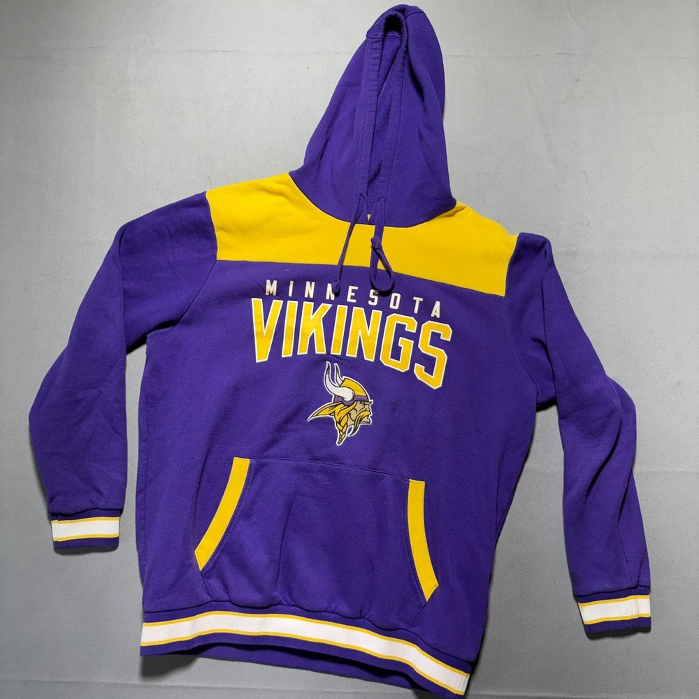 NFL Minnesota Vikings Hoodie Mens XL Purple Gold Colorblock Pullover Sweatshirt